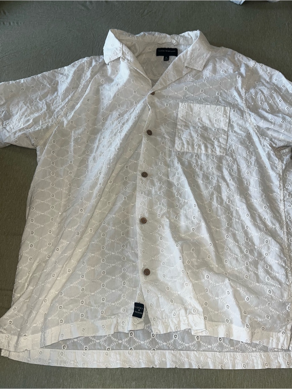 Lucky Brand White Eyelet Short-Sleeve Shirt